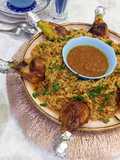 طبق أرز بسمتي مع الدجاج المحمر