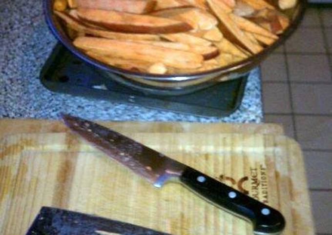 Steps to Prepare Super Quick Homemade Cumbersome Sweet Potato Fries