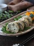 Japanese Rolled Omelet with Myoga and Shiso