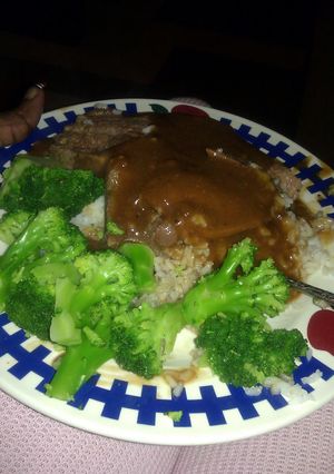 A picture of steak and onions (My favorite).