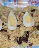 Ensalada con huevos duros, Riso y atún