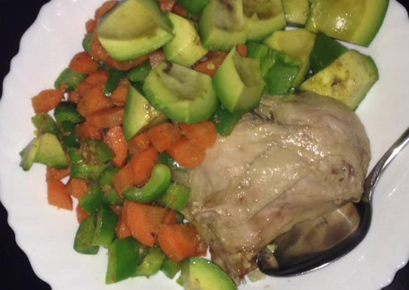 Recipe of Super Quick Homemade Boiled chicken, steamed carrots and
avacado