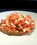 Bruschetta with a watermelon, feta and mint salsa