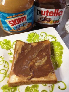 A picture of Nutella Peanut Butter Toast.
