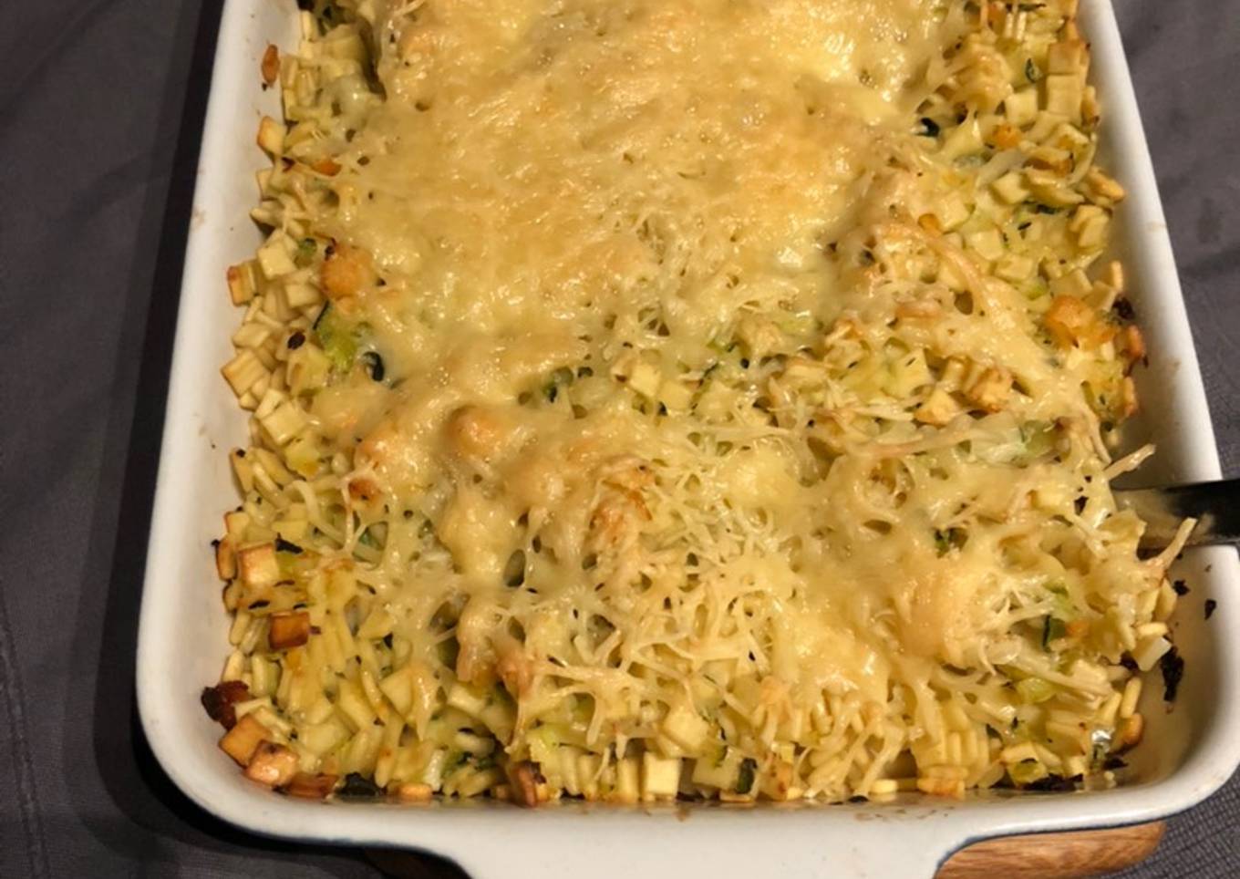 Gratin de crozets aux courgettes et saumon fumé