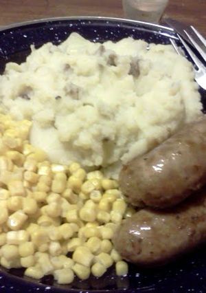 A picture of sausage dinner.