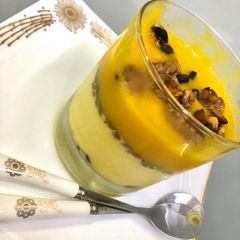 A picture of Mango custard pudding.