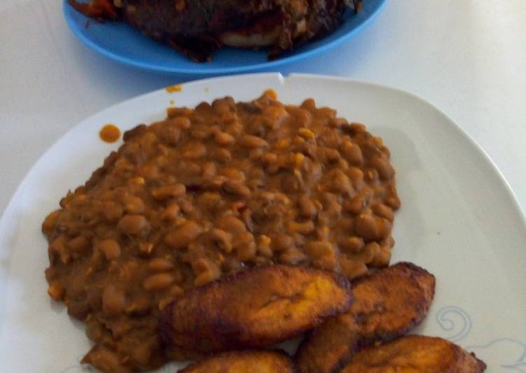 Beans and Plantain with Fish Irish Potatoes