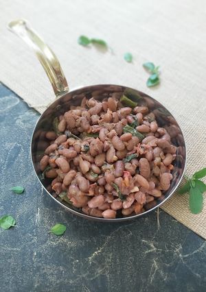 A picture of Fried Kholar Beans with Napa (Kidney Beans with Basil).