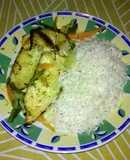 Tilapia al horno con vegetales en salsa de naranja