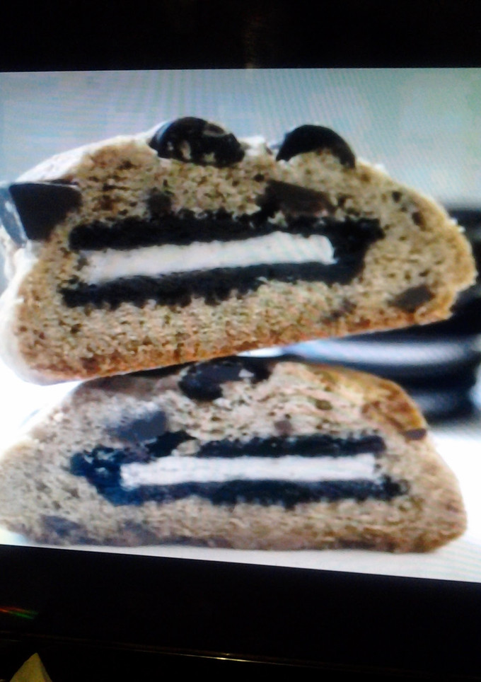 A picture of Oreo stuffed chocolate cookie.