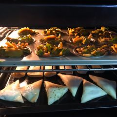 Oven baked samosas and rolls A picture of Oven baked samosas and rolls.