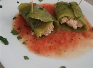 Una foto de Tacos de nopal rellenos de requesón