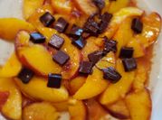 A picture of peach no bake cheesecake