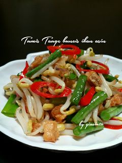 Foto resep Tumis taoge buncis ikan asin