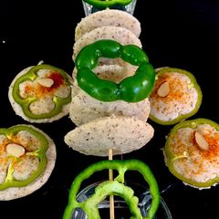 A picture of Ring capsicum idli with split black urad dal a healthy form.