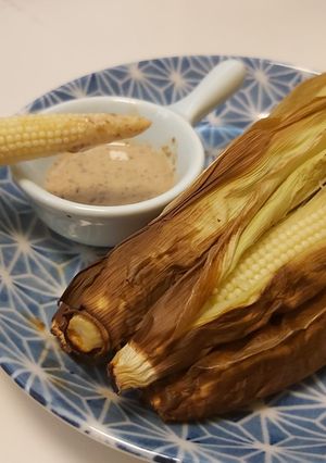 香烤帶殼玉米筍(氣炸鍋) 的食譜成品照片