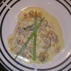 A picture of Bacon and Shrimp Alfredo #Pasta.
