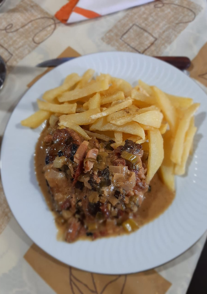 Una foto de Mollejas a la crema con fritas (al disco)