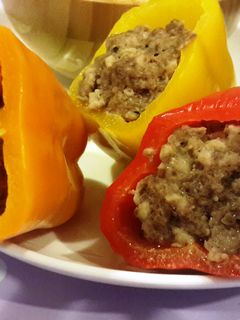 A picture of Stuffed Bell Peppers with Ground Pork.