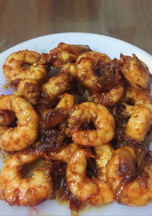 Hình của món Tôm rim xì dầu.