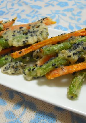 A picture of Green Bean and Carrot Sesame Tempura.