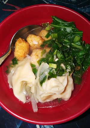Foto resep Pangsit tahu udang kuah kaldu ayam