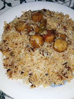 A picture of Chicken sausage Pulao.