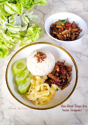 Foto resep 802. Nasi Uduk Tempe teri (Menu Sarapan Nusantara)