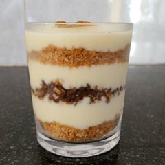A picture of Layered custard dessert.