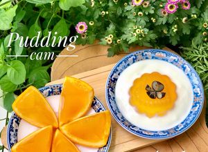 Hình của món Ăn dặm- pudding cam, thạch cam mix sữa chua.