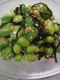 Edamame and Okra with Shio Kombu