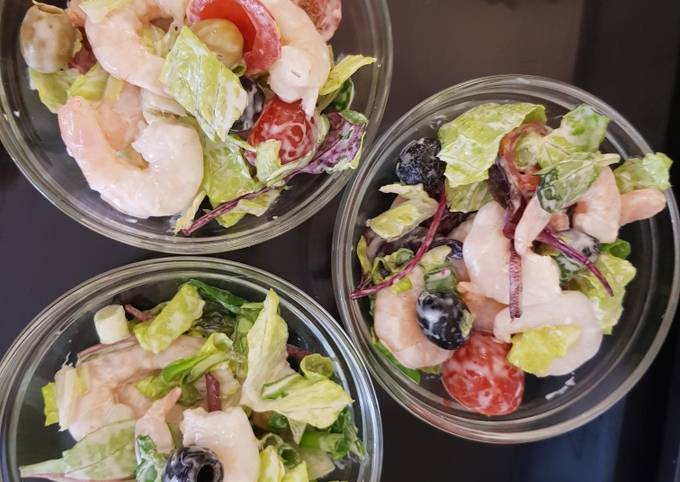 My Sour Cream Prawn Salad And Olives.π