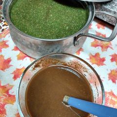A picture of Homemade Pani puri and Pani.