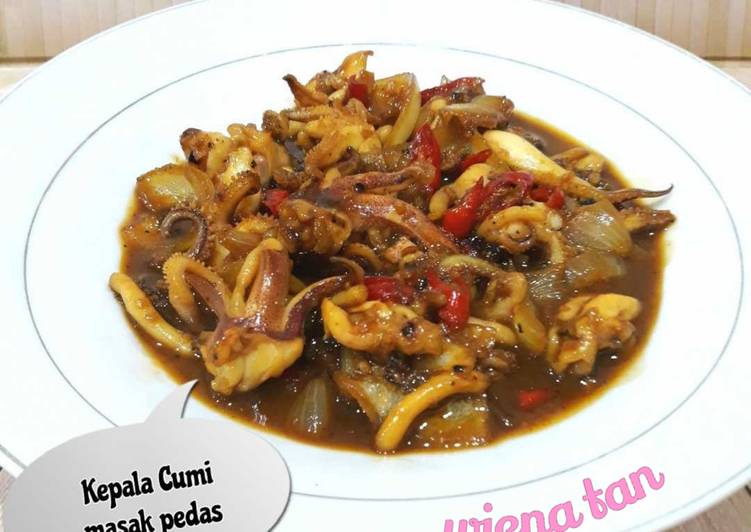 Cara meracik Kepala Cumi Masak Pedas Lezat