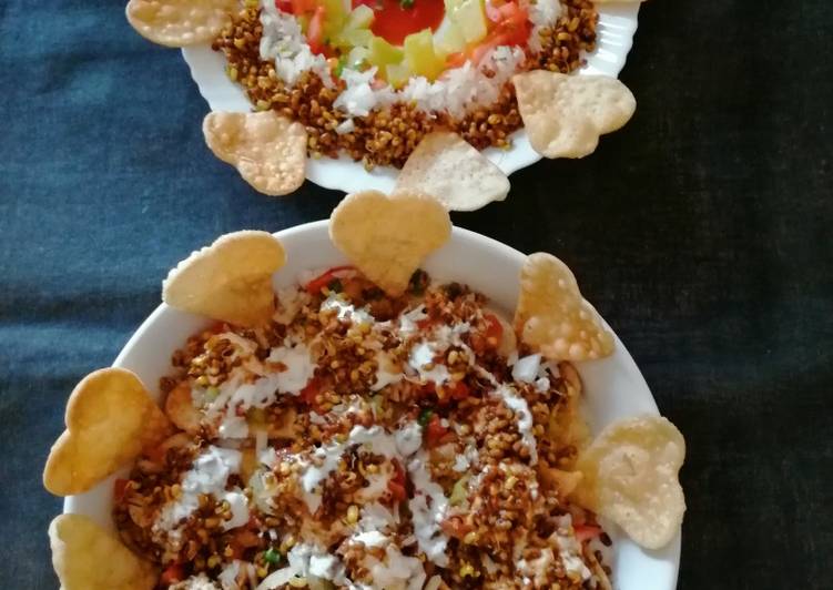 Sprout moth beans papdi chaat