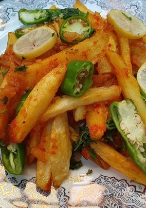 A picture of Aaloo finger spicy karahi.