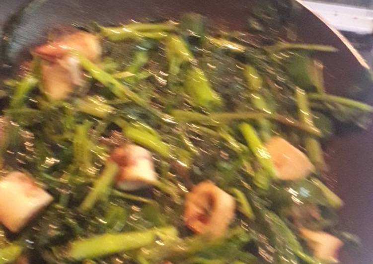 Cara Gampang Menyiapkan Kangkung+asin cumi Lezat