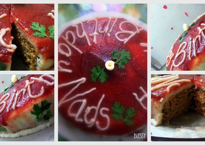 Recipe of Speedy Chicken keema cake with Mashed Potato icing and tomato Ketchup