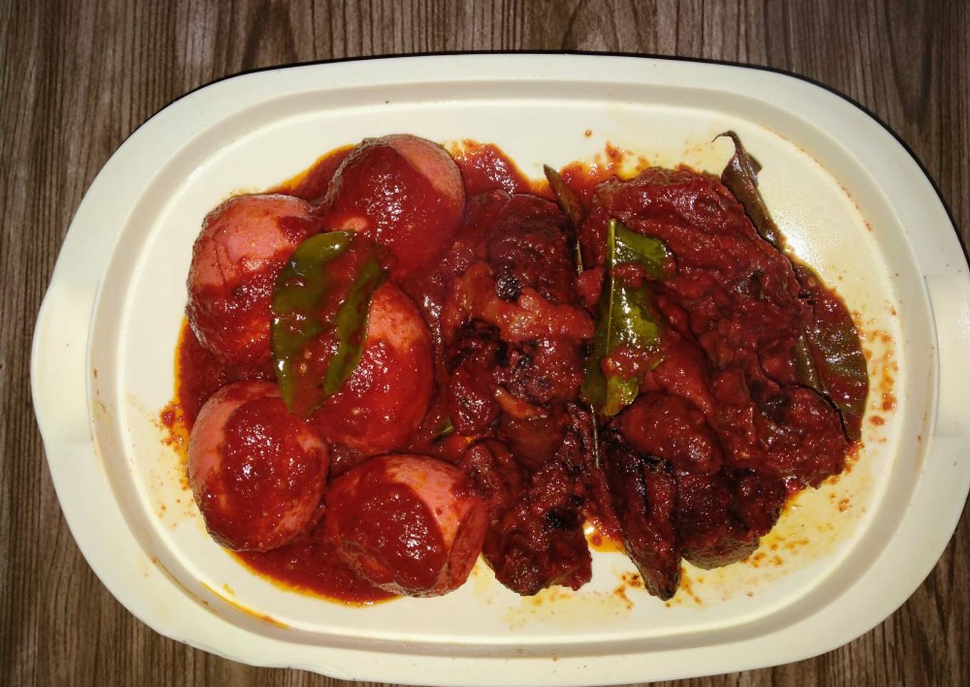 Balado telor ati ampela ayam