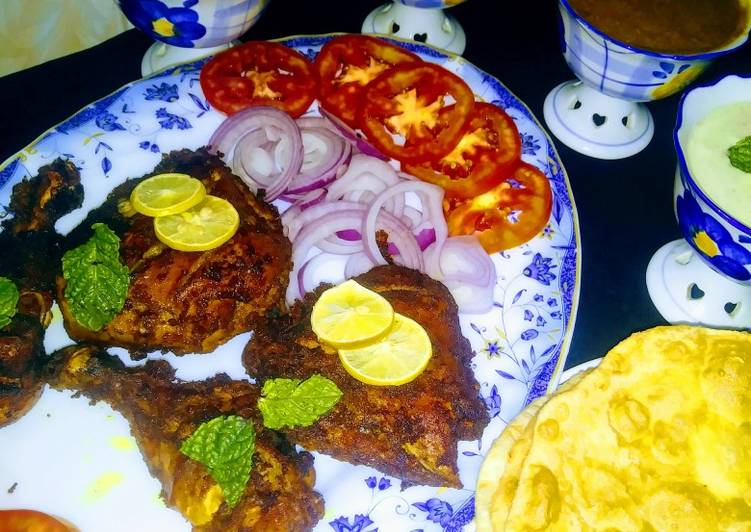 Recipe of Homemade Chicken tikka /paratha with aloo ki tarkari