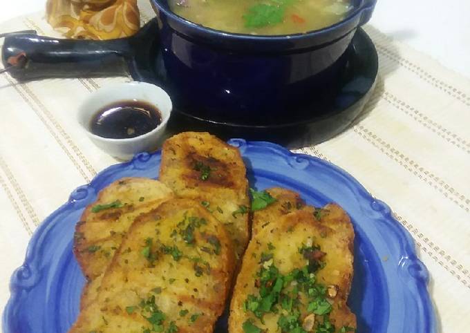 Simple Way to Make Mario Batali Garlic bread with soup