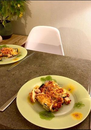Une photo de 🥒🫓CRUMBLE COURGETTE JAMBON CHÈVRE 🫓🥒