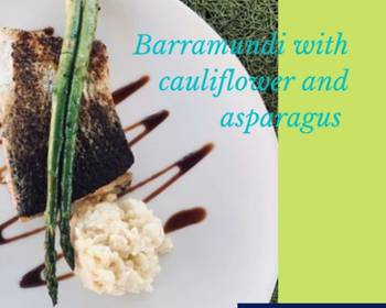 Unique Cuisine Barramundi with cauliflower rice and asparagus Delicious Nutritious