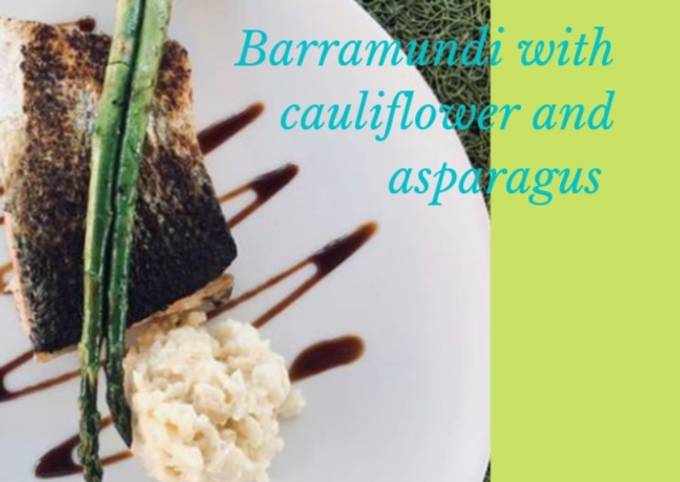 Recipe of Ultimate Barramundi with cauliflower rice and asparagus