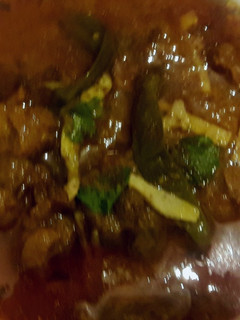 A picture of Mutton curry in pressre cooker.