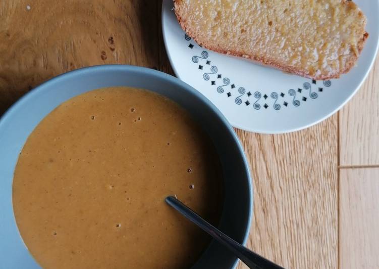 Curried red lentil and potato soup