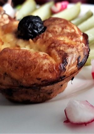 Une photo de Mini quiches sans pâte aux champignons, poireau, lardons.