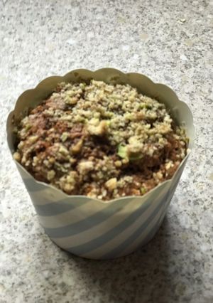 A picture of Pistachios and walnut oatmeal muffins.