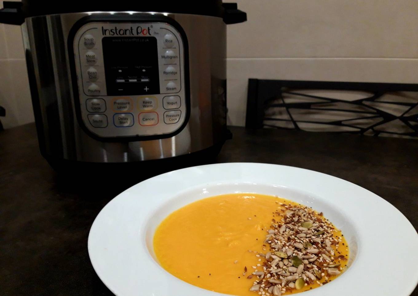 Crema de calabaza y coliflor a la cúrcuma en Instant Pot